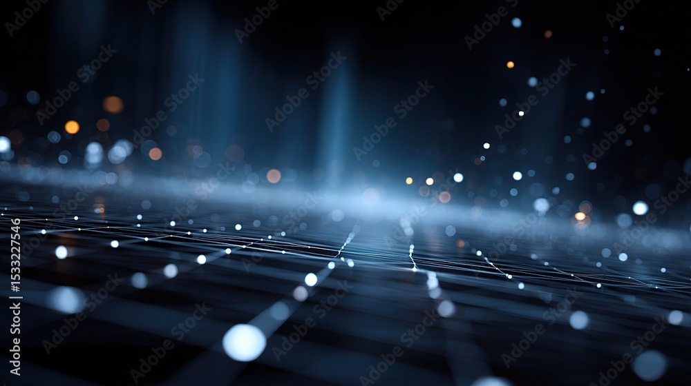 Poster futuristic digital background with grid and nodes in technology setting
