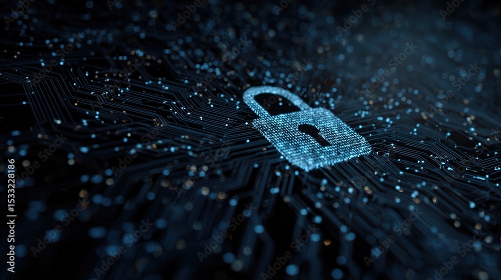 Poster abstract visualization of data encryption and security technology