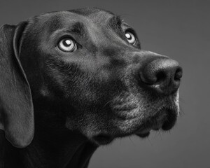 Black Dog Portrait Monochrome Studio Photography