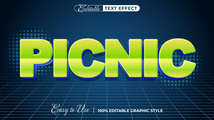 picnic editable text effect, lettering typography font style