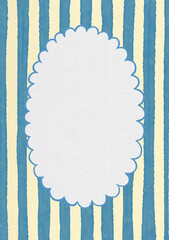 Stripped watercolor invitation card with blank frame.