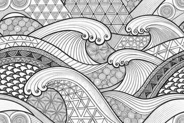 Black and white linear illustration with lines of different thickness