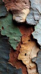 Closeup of Colorful Peeling Tree Bark Texture