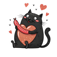 Humorous vector illustration on the theme of love of food