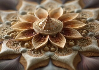 Intricate Beige and Brown Mandala Flower Art