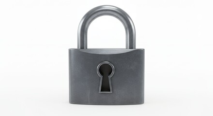 Naklejka premium Gray padlock against white background