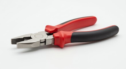 Red and black pliers isolated on white