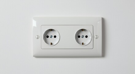 White double electrical outlet on white wall