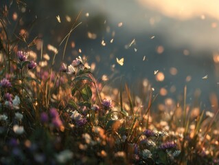 Sunset Meadow Flowers: Warm Light, Vibrant Blooms