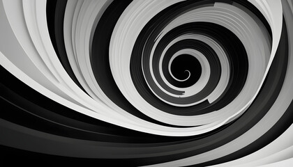 Obraz premium Dynamic spiral pattern abstract design digital art monochrome environment high angle view visual illusion