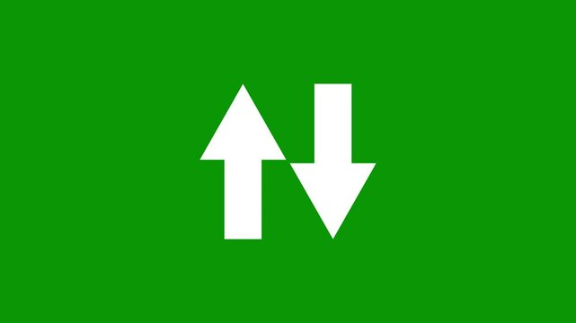 Up and Down arrow icon animation on green background. direction arrow icon motion. Sweep up down 4k video footage.