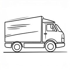 Fast moving shipping delivery truck line art, for transportation apps and websites
