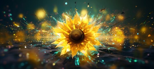 Galaxy Version of sun flower world, ai generative