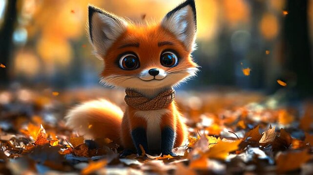 Adorable Autumn Fox: A Digital Art Masterpiece