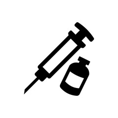 Syringe and Vaccine Icon &ndash; Flat Style Medical Injection Symbol