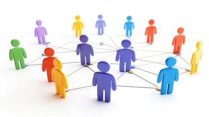 Social media network connection, people icons on white background. Global internet technology and online data exchange