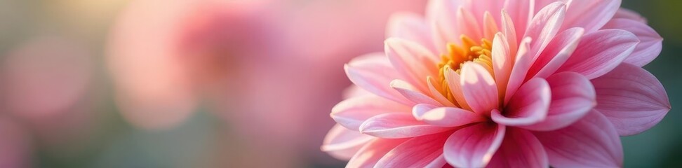 Fototapeta premium Pastel dahlia bloom, delicate petals, soft focus, garden, image, dahlia