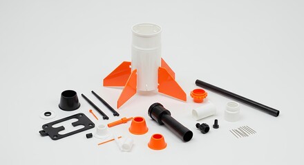 Rocket building components kit overhead view