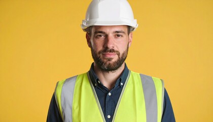Confident construction worker in safety gear poses