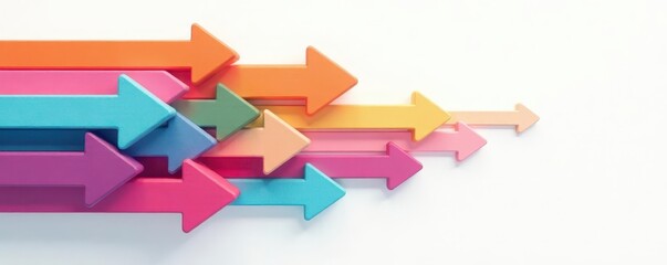 Colored arrows pointing in various directions on a white background , guidance, map