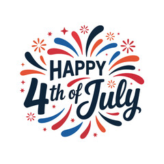 Happy 4th of July Celebration Design with Fireworks and Stars Elements

