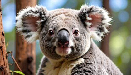 Fototapeta premium front view of a koala's face bear