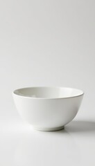 A pristine, empty white ceramic bowl, isolated on a pure white background , minimal, empty, contrast