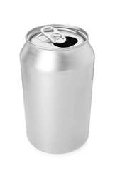 One silver tin can isolated on white