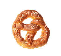 Tasty pretzel with salt isolated on white