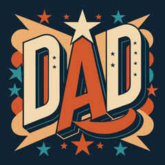 Vintage vector illustration of a star symbol in a city silhouette with cartoon text and flag design icon