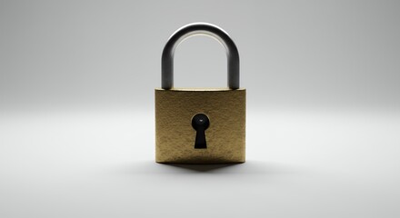 Gold padlock against white background