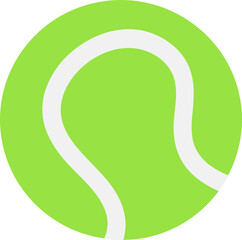 Lime green disc featuring white seam stripe is floating on transparent background, flat design