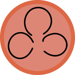 Abstract emblem is being shown in flat style, orange ring and black arcs on transparent background