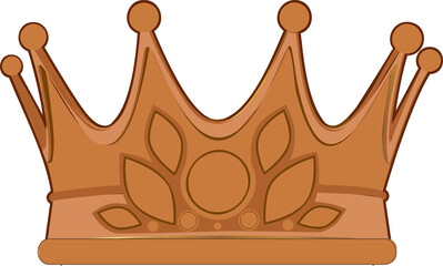 Stylized vector crown is showcasing brown-gold leaf medallion ornaments on transparent backdrop