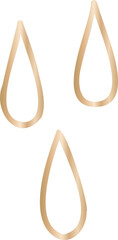 Abstract gold teardrop outlines are floating on transparent background in metallic gradient design