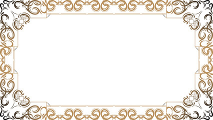 Illustration is showing gold filigree border in flat design featuring swirl, transparent background
