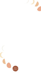 Naklejka premium Flat design border is showcasing moon phases, stars, hand motif on transparent backdrop, copy space