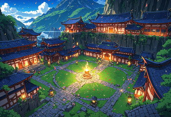 Obraz premium chinese temple at night