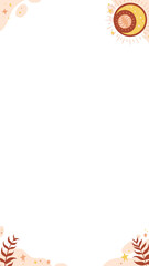 Naklejka premium Showing vector frame featuring sun motif leaves golden stars on transparent canvas, copy space