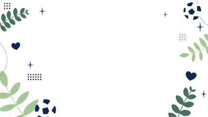 Flat border is featuring leaves, soccer balls, hearts, sparkles on transparent canvas, copy space