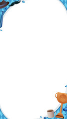 Flat design Dad icons are showing in frame with trophy, mug, transparent background, copy space