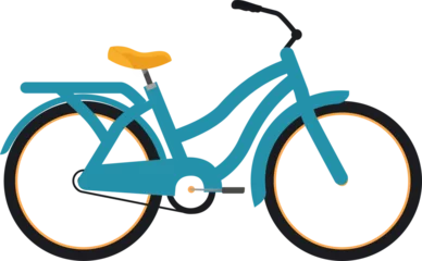 Flat design commuter bicycle is appearing with mustard saddle, transparent background, copy space