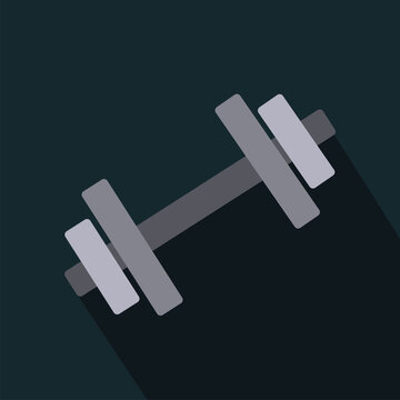 Fototapeta Stylized dumbbell icon is being shown in flat design with diagonal shadow on transparent background