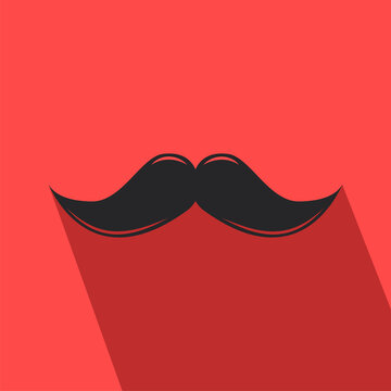 Fototapeta Black handlebar moustache is sitting on flat backdrop casting shadow, transparent background