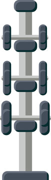 Fototapeta Displaying flat design weight rack holding six dumbbell pairs padded handles transparent background