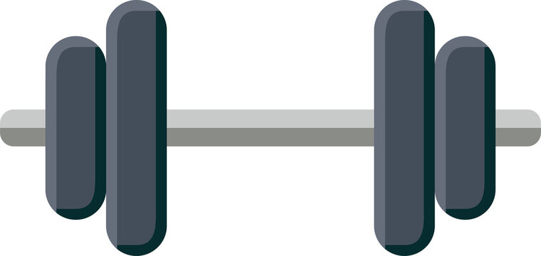 Fototapeta Weightlifting barbell is being shown in flat vector with grey plates on transparent background