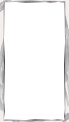 Flat teal panel is floating on transparent backdrop with silver frame and grey watercolor strokes