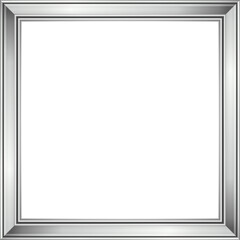 3D render ornate silver frame is being displayed on transparent backdrop showing flat teal interior