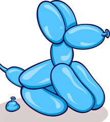 Obraz premium Glossy blue balloon dog sculpture sitting beside deflated piece casting shadow on clear background