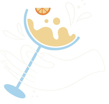 Naklejki Flat design is featuring hand holding cocktail orange slice splash transparent background